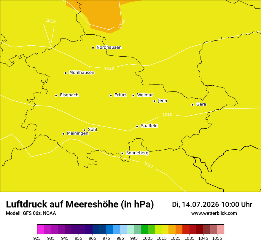 Modellkarte GFS – pmsl – th