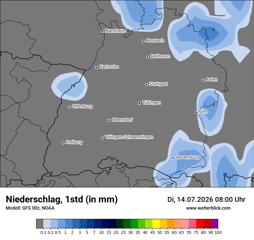 Modellkarte GFS – precip – bw