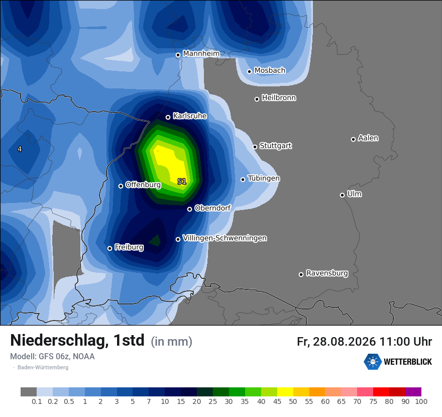 Modellkarte GFS – precip – bw