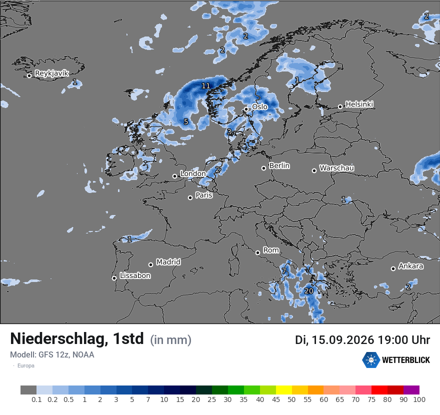Modellkarte GFS – precip – europa