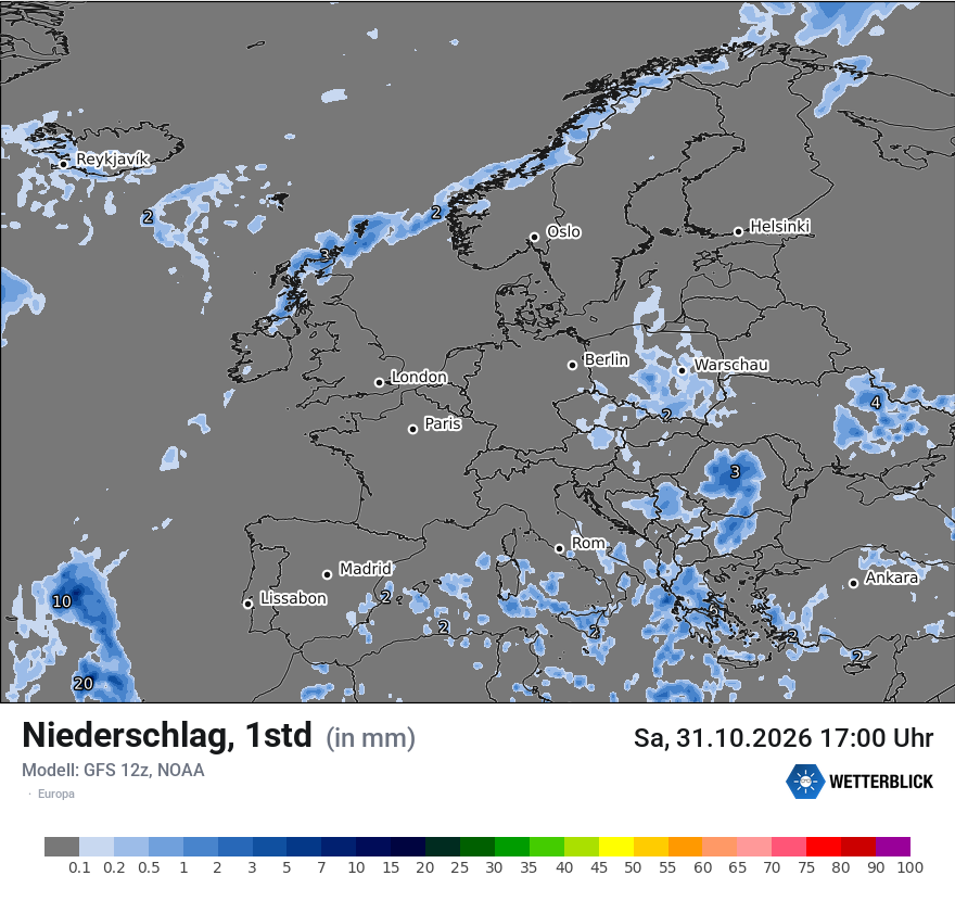 Modellkarte GFS – precip – europa