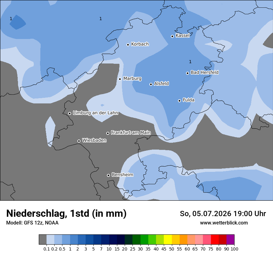 Modellkarte GFS – precip – he