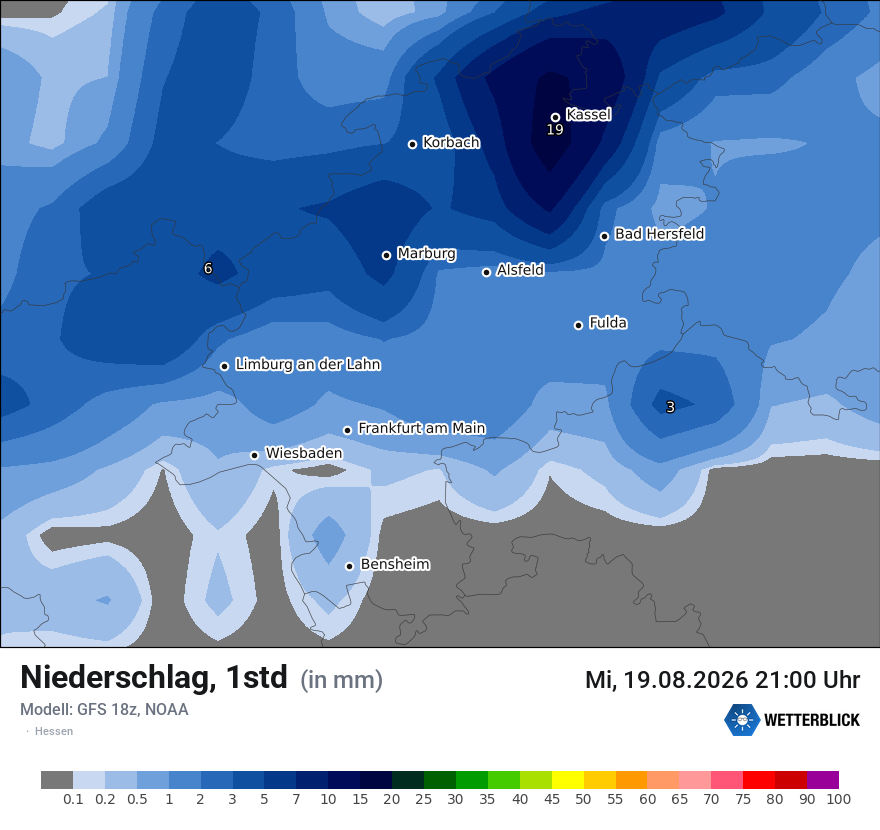 Modellkarte GFS – precip – he