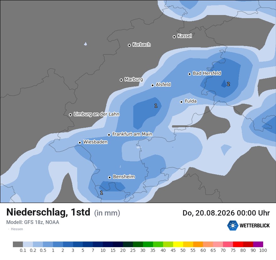 Modellkarte GFS – precip – he