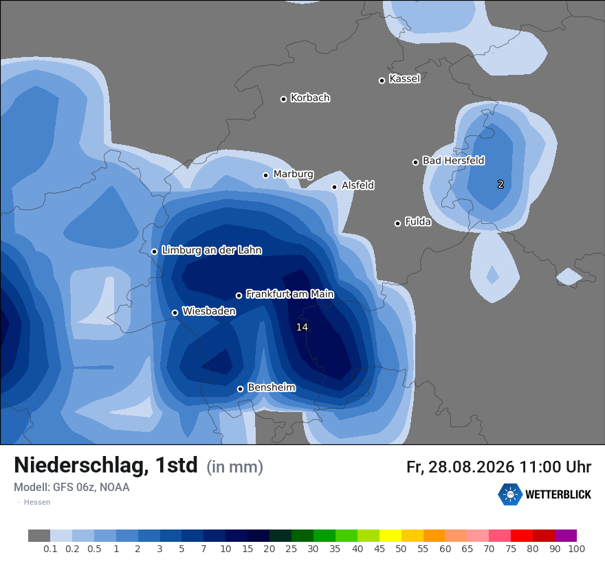 Modellkarte GFS – precip – he