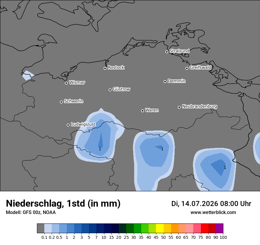 Modellkarte GFS – precip – mv