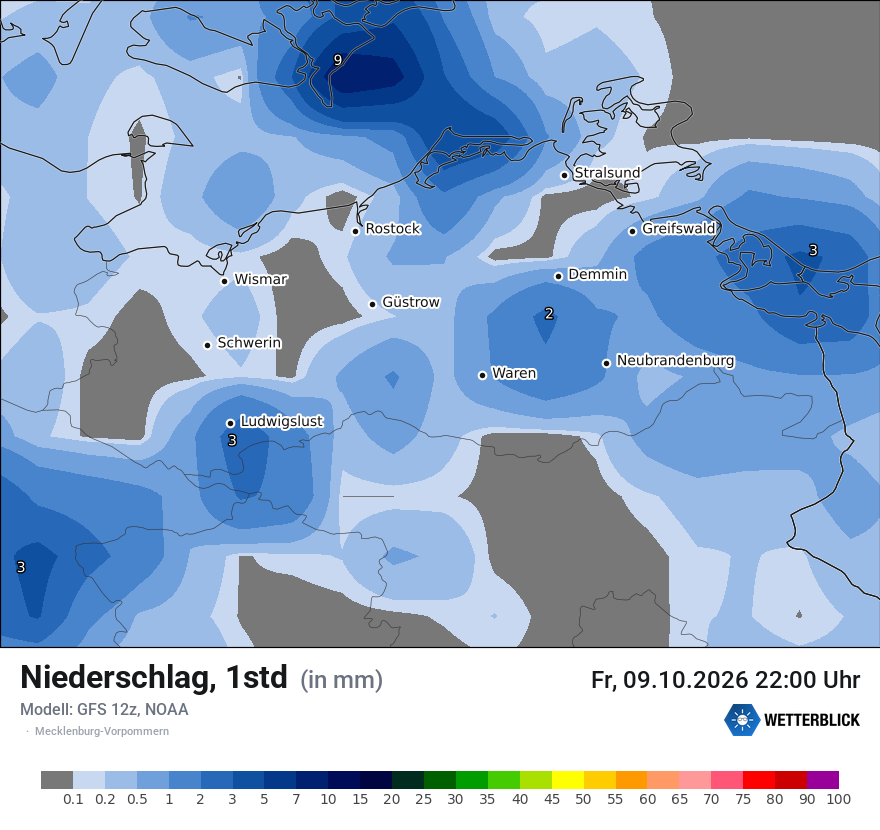 Modellkarte GFS – precip – mv