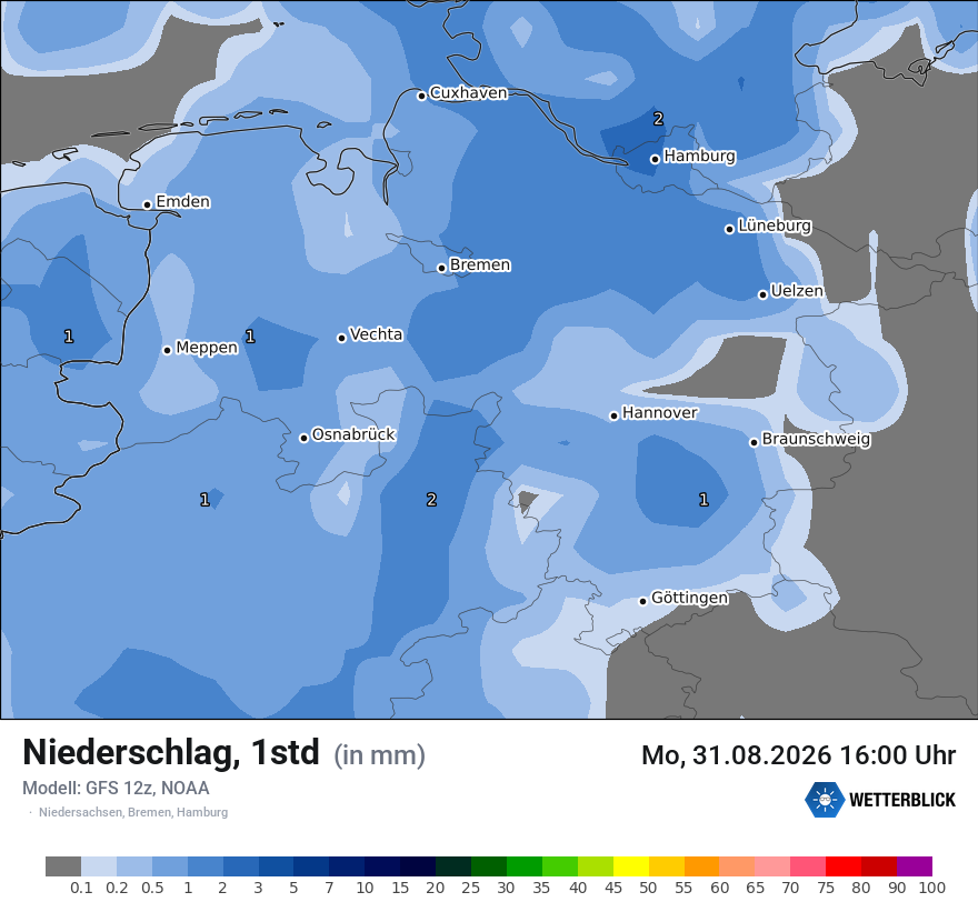 Modellkarte GFS – precip – ni