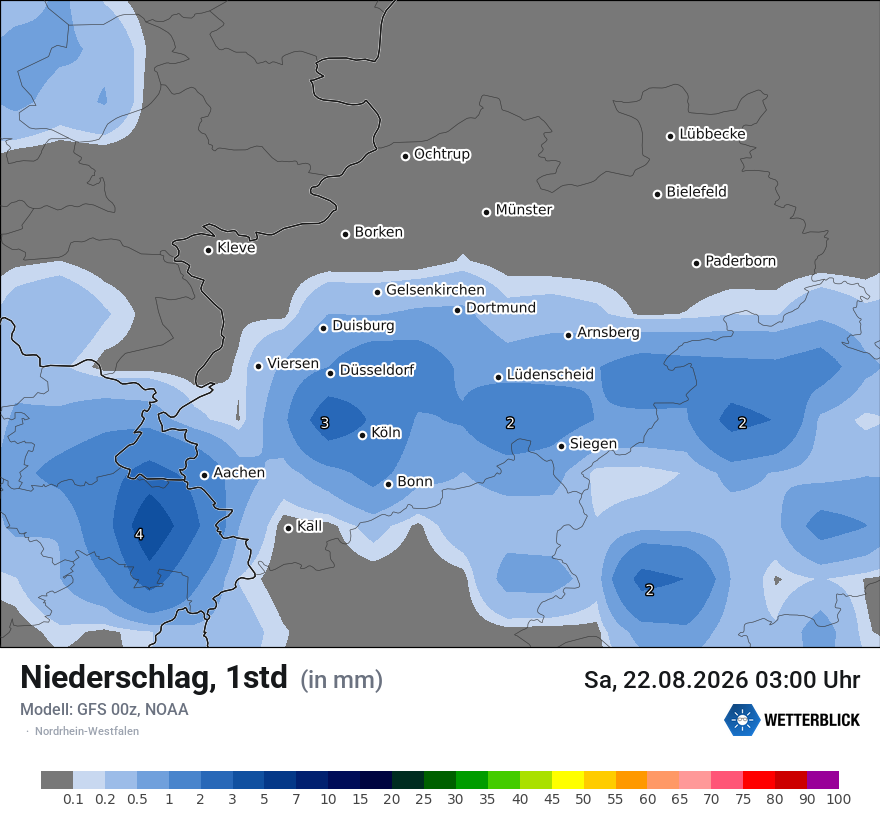 Modellkarte GFS – precip – nrw