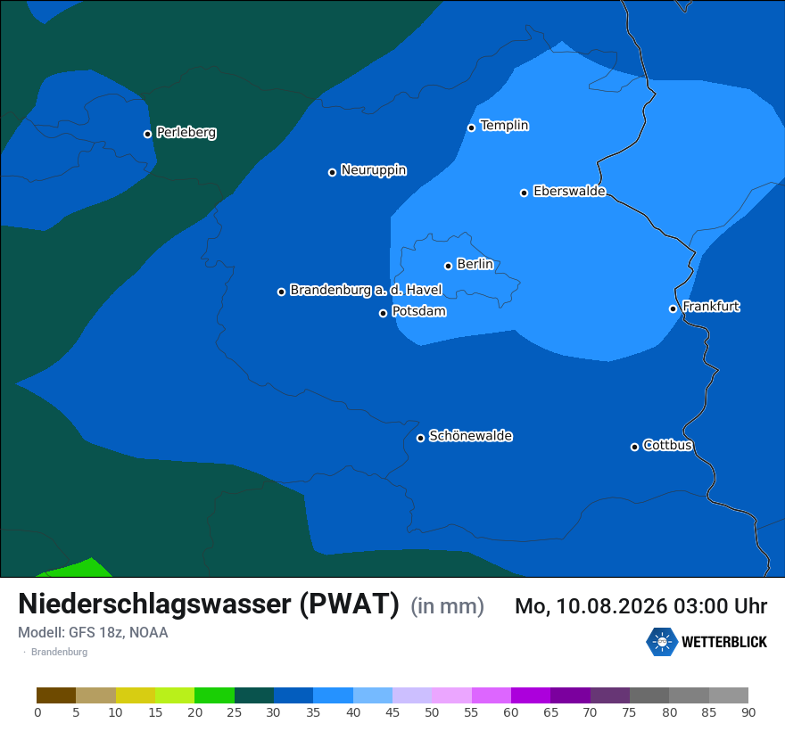 Modellkarte GFS – pwat – bb