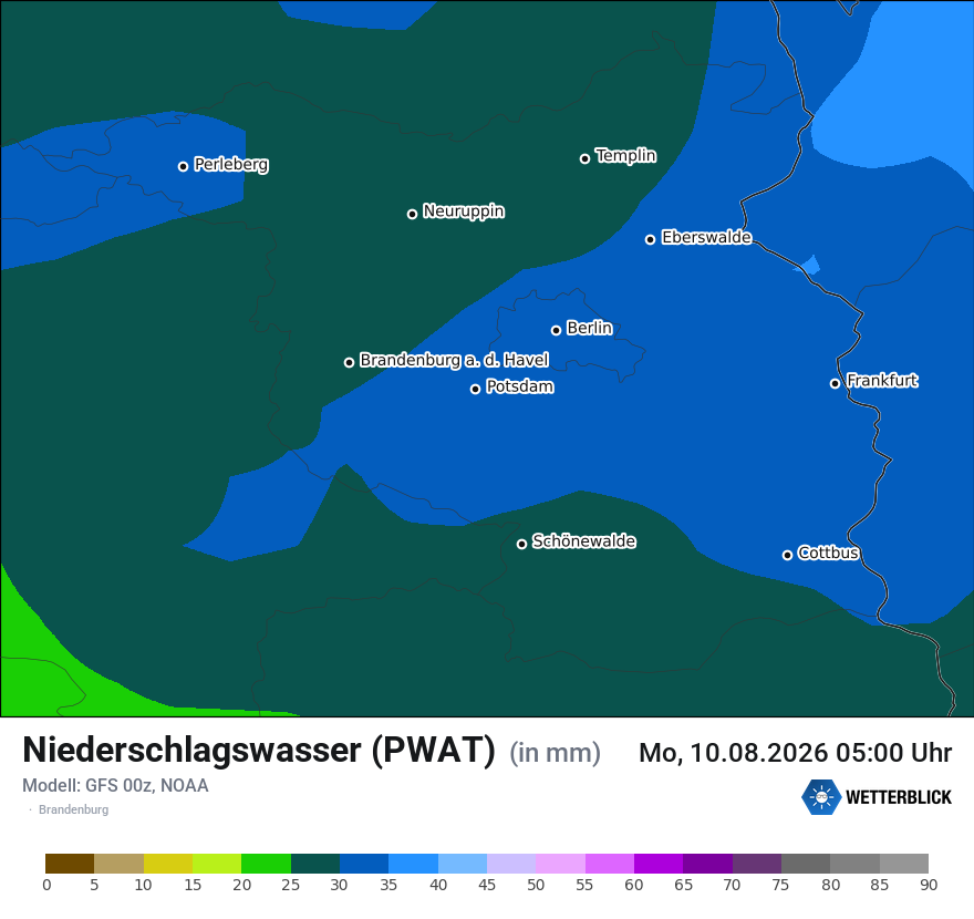 Modellkarte GFS – pwat – bb