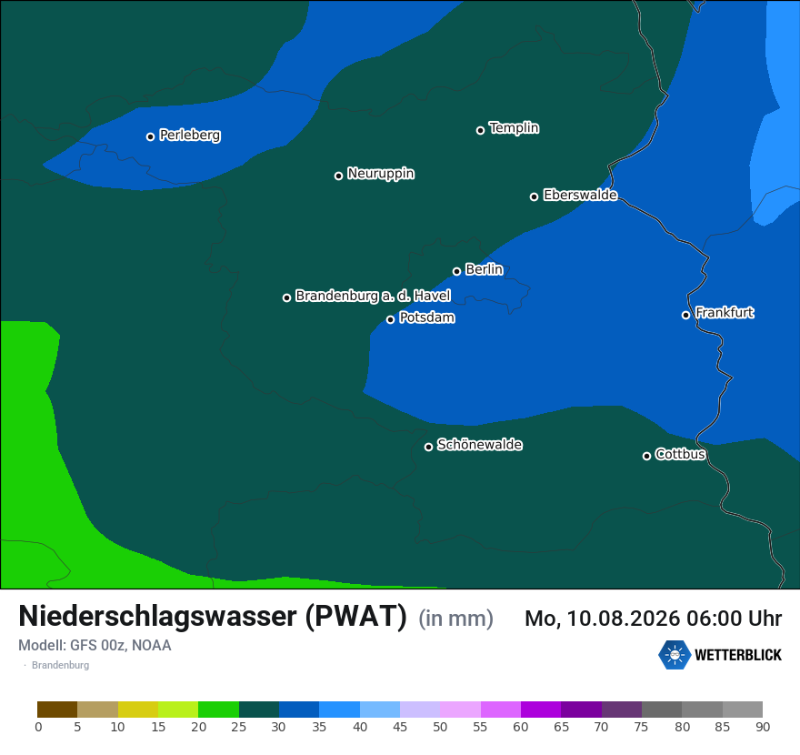 Modellkarte GFS – pwat – bb