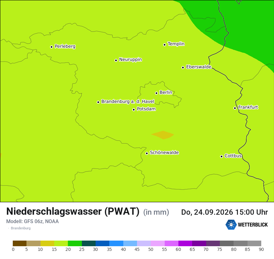 Modellkarte GFS – pwat – bb