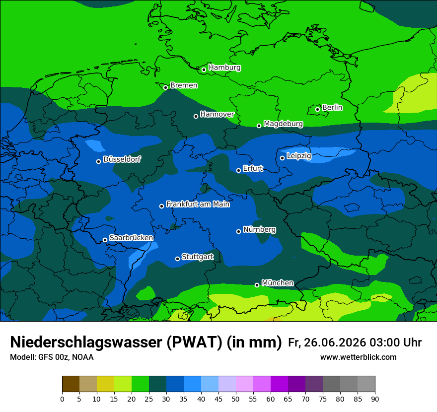 Modellkarte GFS – pwat – deutschland