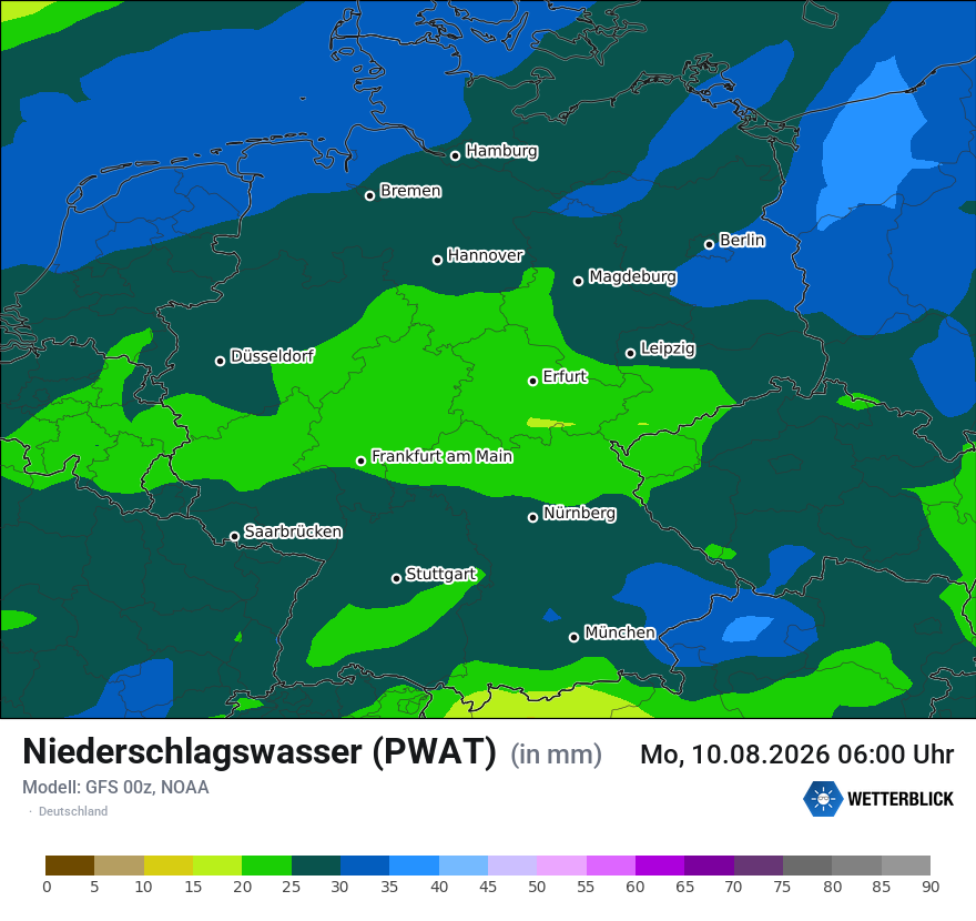 Modellkarte GFS – pwat – deutschland