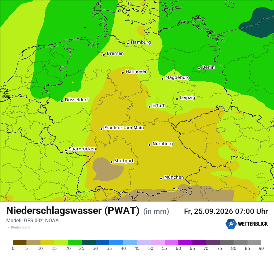 Modellkarte GFS – pwat – deutschland