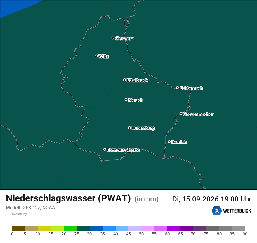 Modellkarte GFS – pwat – luxemburg