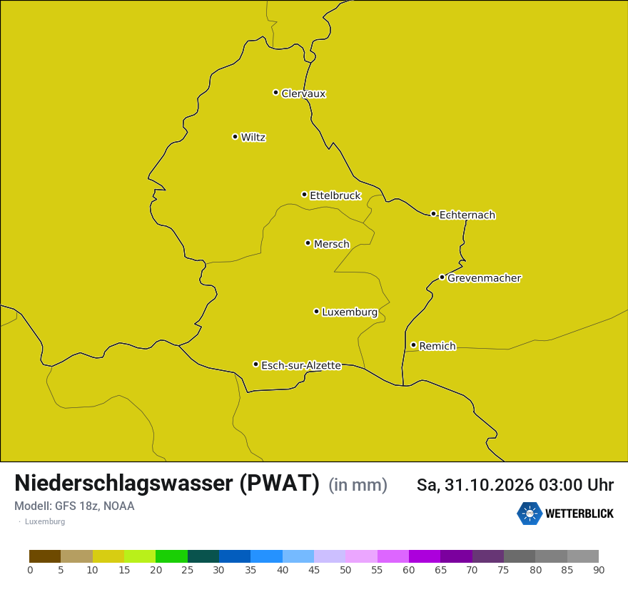 Modellkarte GFS – pwat – luxemburg
