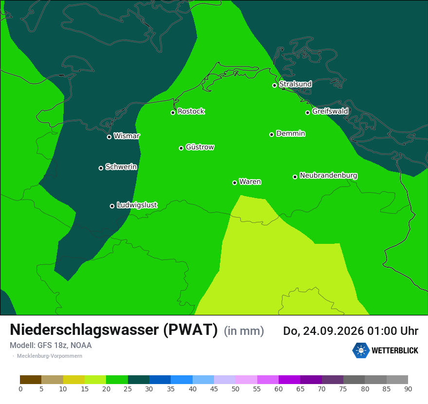 Modellkarte GFS – pwat – mv