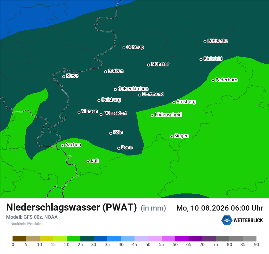 Modellkarte GFS – pwat – nrw