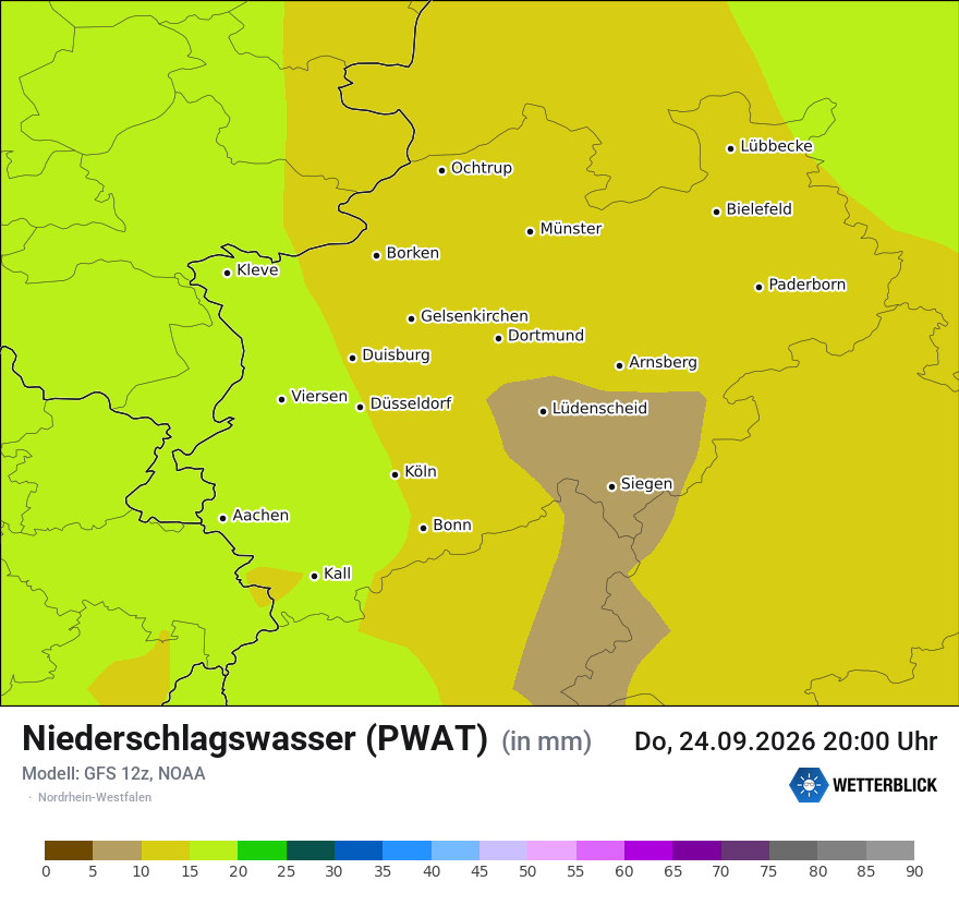 Modellkarte GFS – pwat – nrw