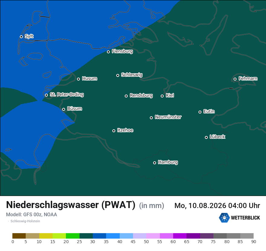 Modellkarte GFS – pwat – sh