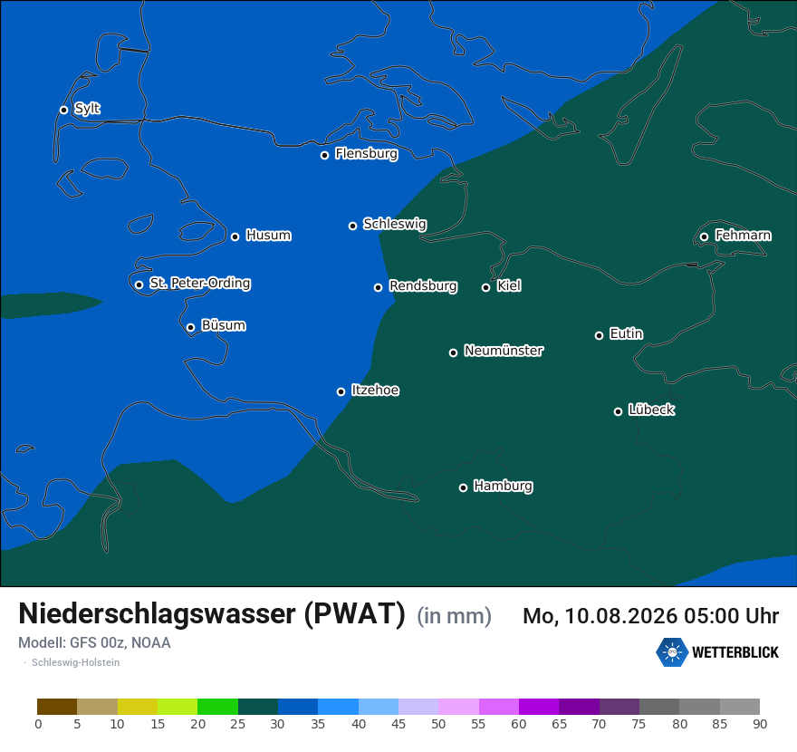 Modellkarte GFS – pwat – sh