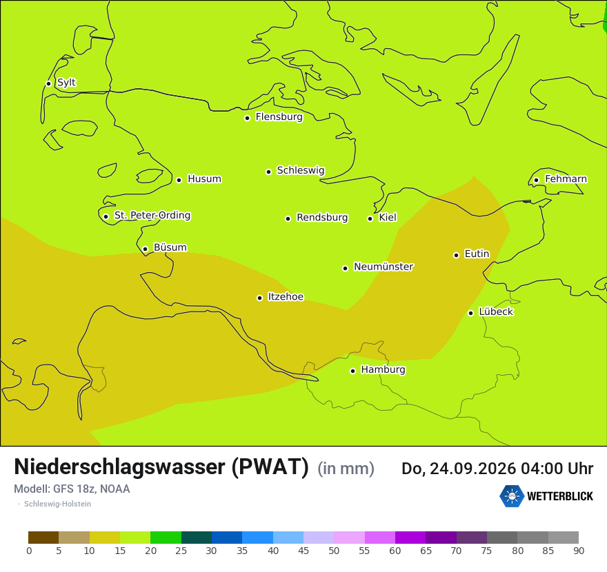 Modellkarte GFS – pwat – sh