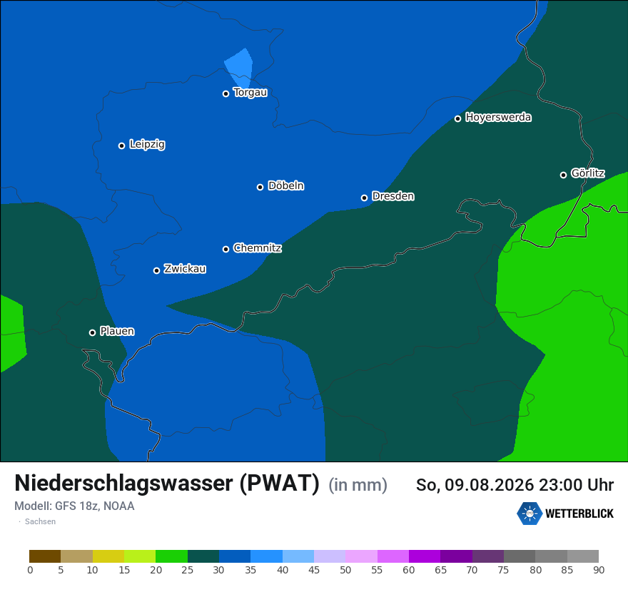 Modellkarte GFS – pwat – sn