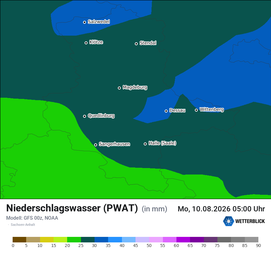 Modellkarte GFS – pwat – st