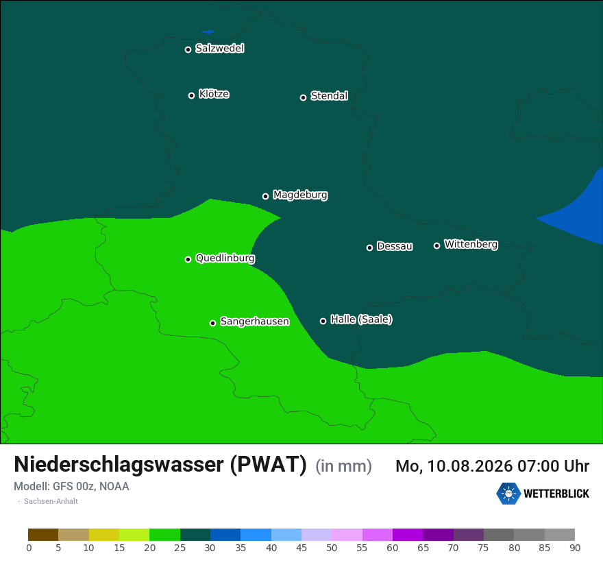 Modellkarte GFS – pwat – st
