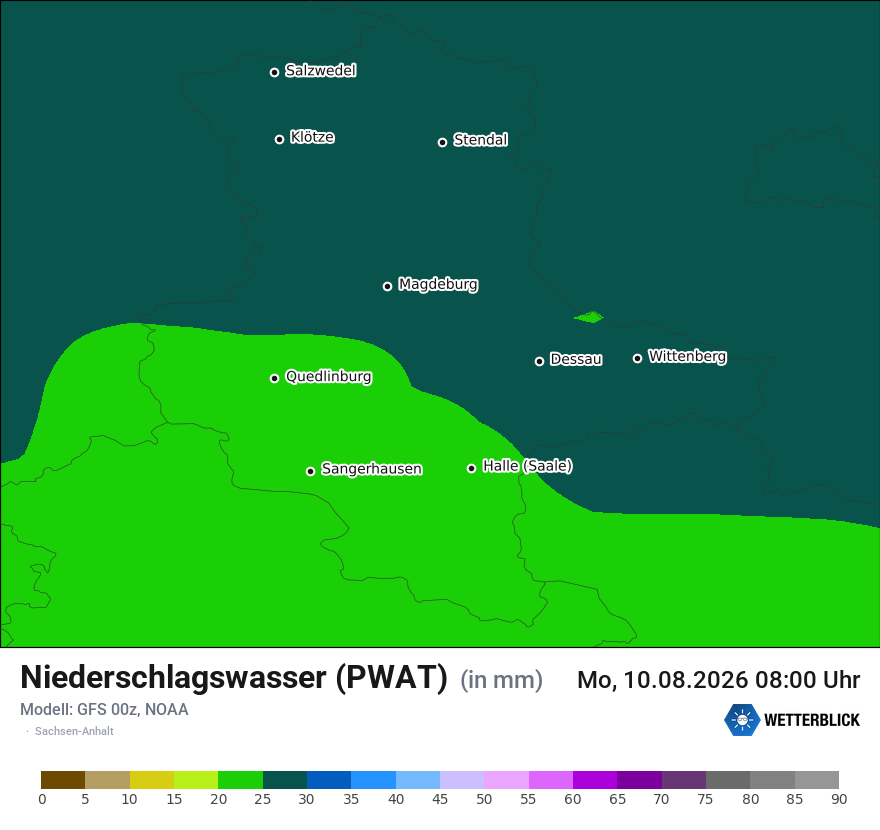 Modellkarte GFS – pwat – st