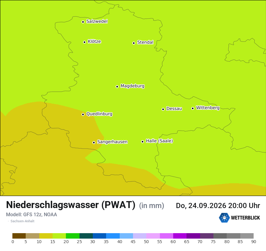 Modellkarte GFS – pwat – st