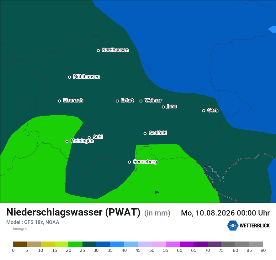 Modellkarte GFS – pwat – th