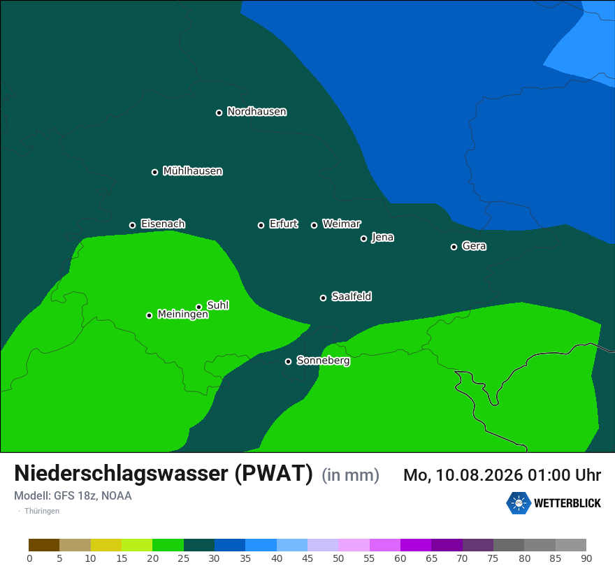 Modellkarte GFS – pwat – th