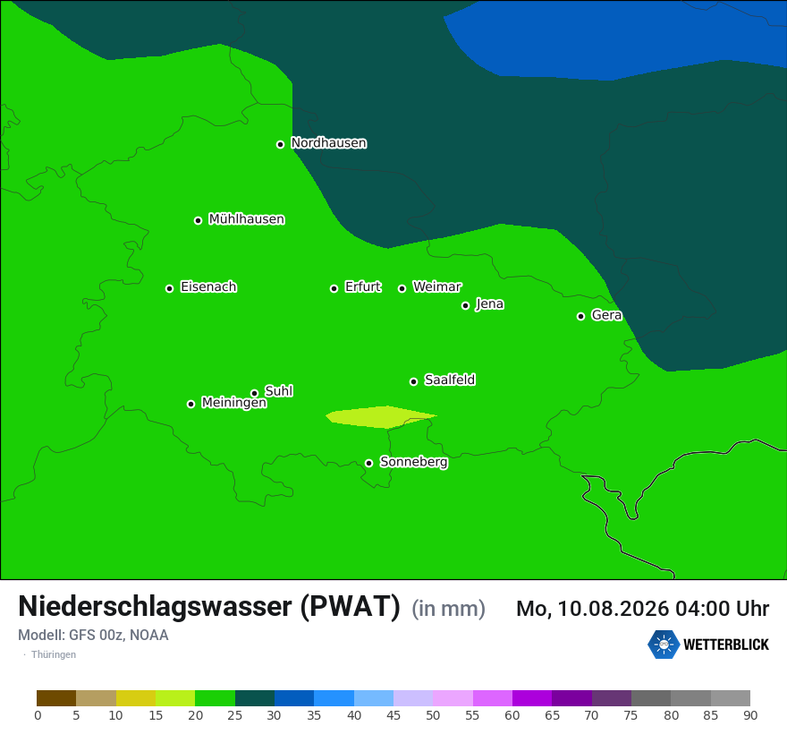 Modellkarte GFS – pwat – th