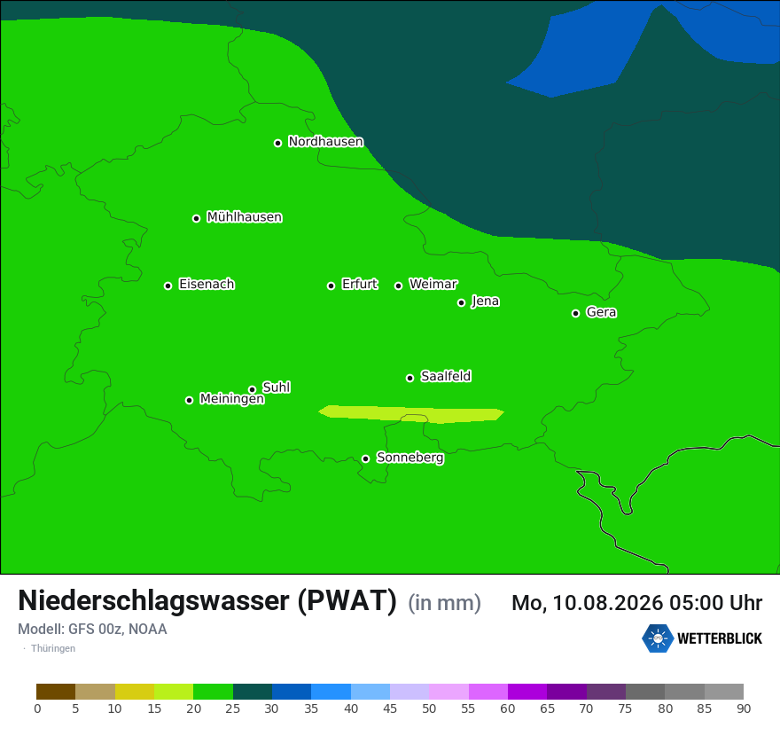 Modellkarte GFS – pwat – th