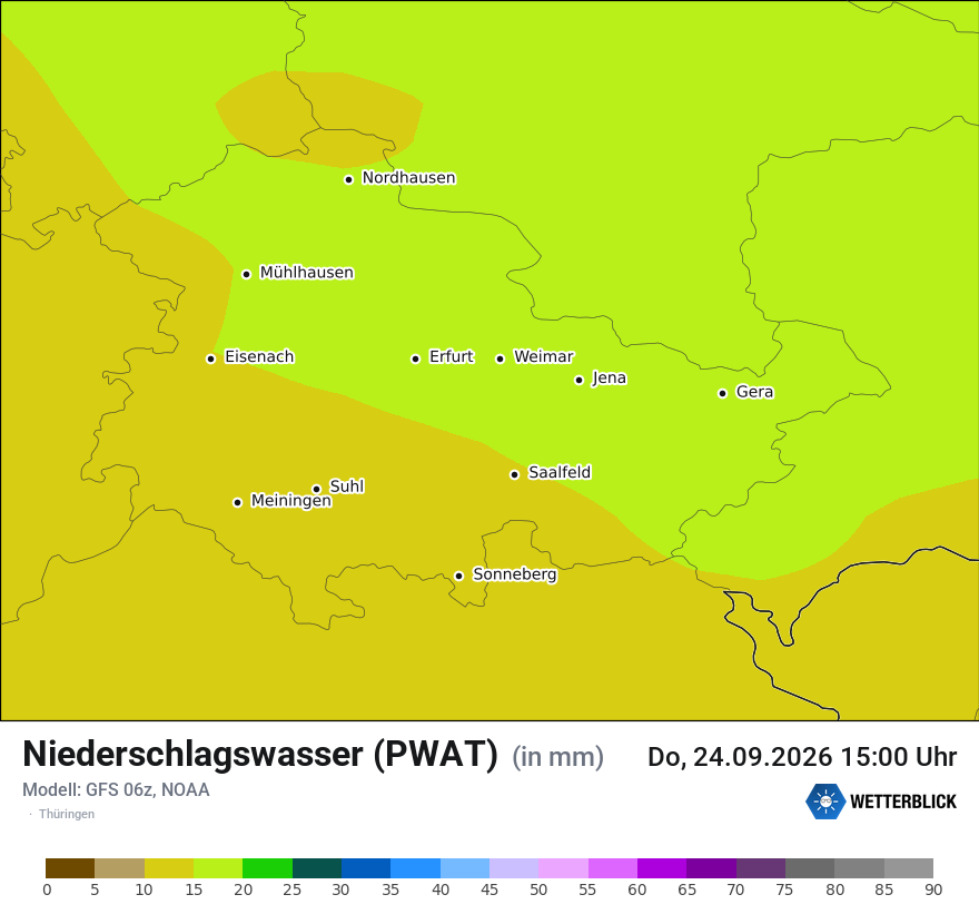 Modellkarte GFS – pwat – th