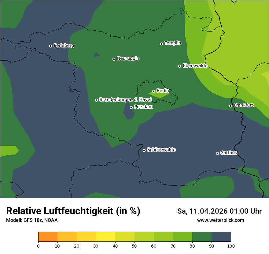 Modellkarte GFS – relhum – bb