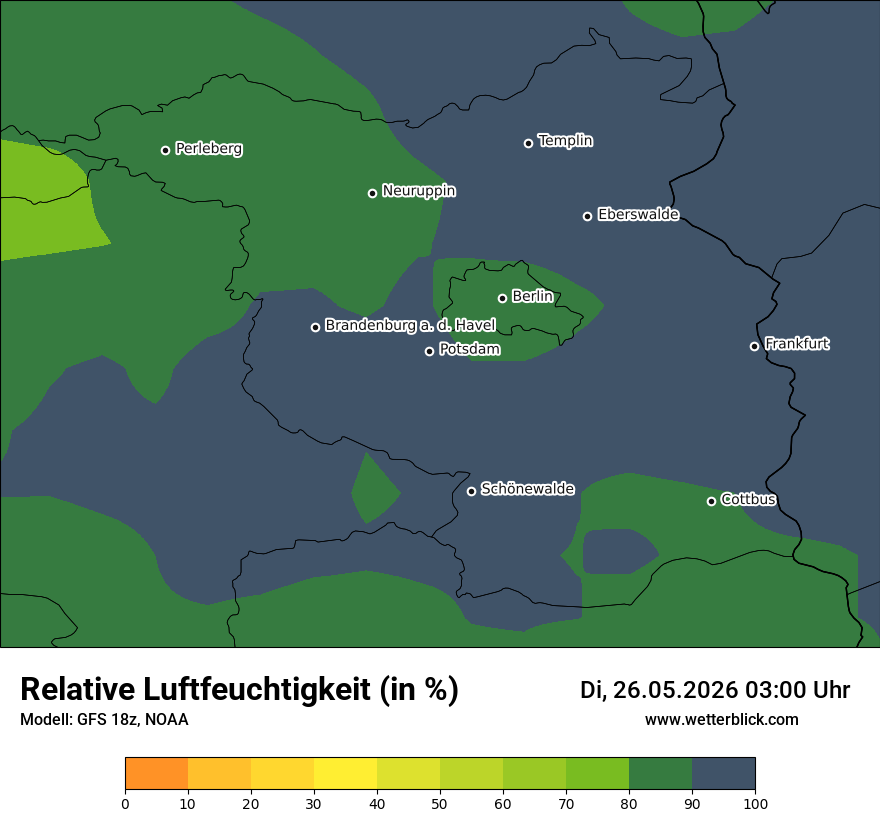 Modellkarte GFS – relhum – bb