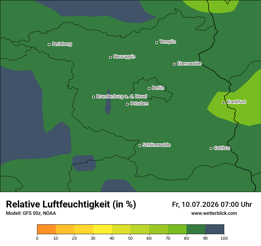 Modellkarte GFS – relhum – bb