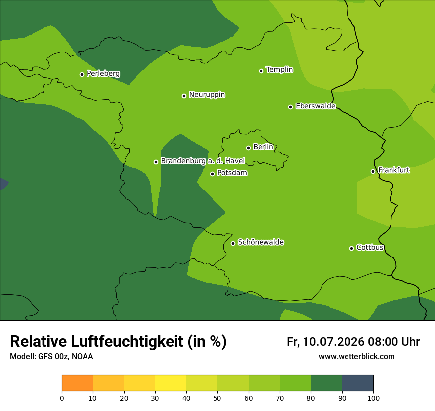 Modellkarte GFS – relhum – bb