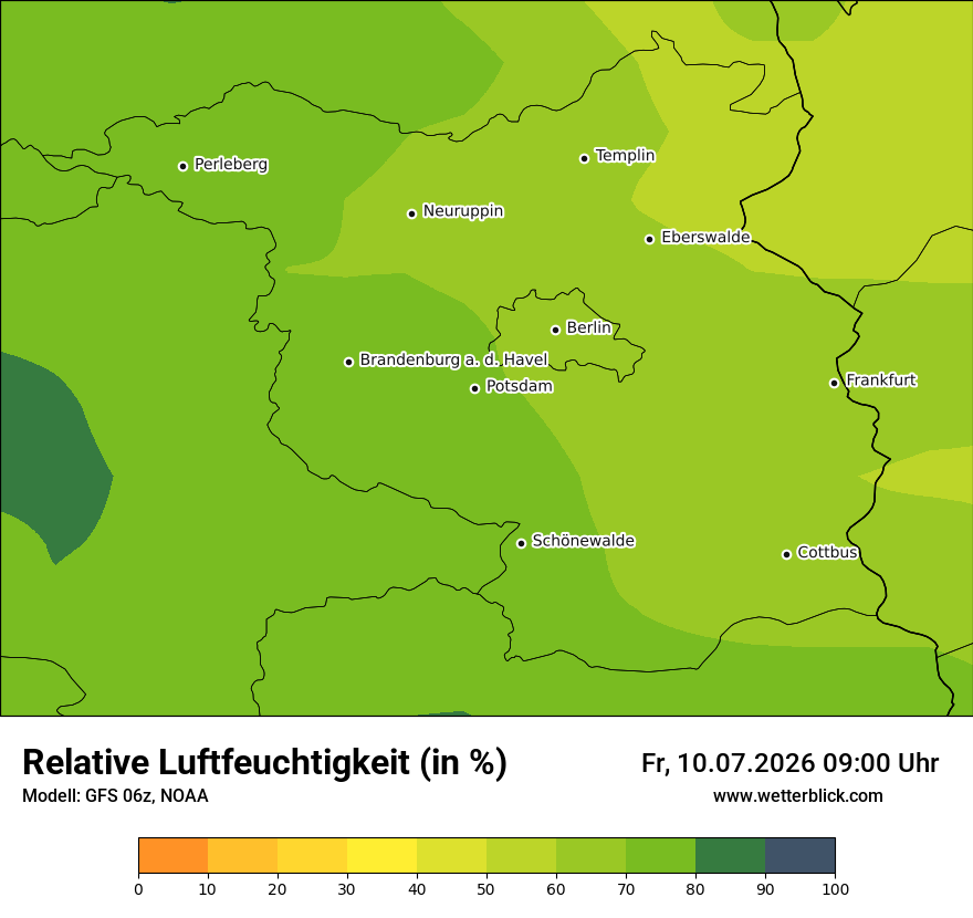 Modellkarte GFS – relhum – bb