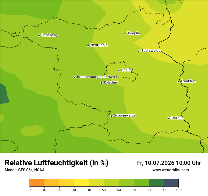 Modellkarte GFS – relhum – bb