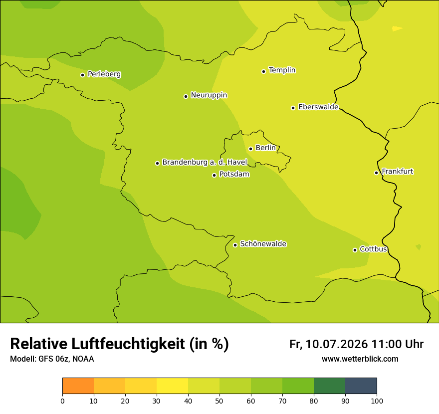 Modellkarte GFS – relhum – bb