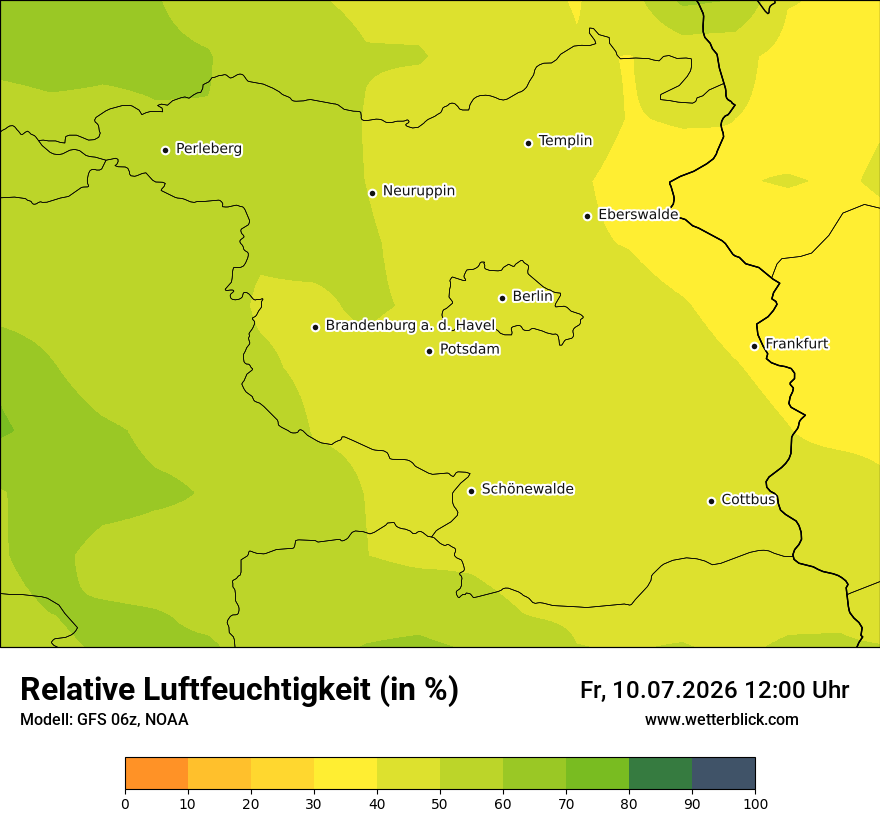 Modellkarte GFS – relhum – bb
