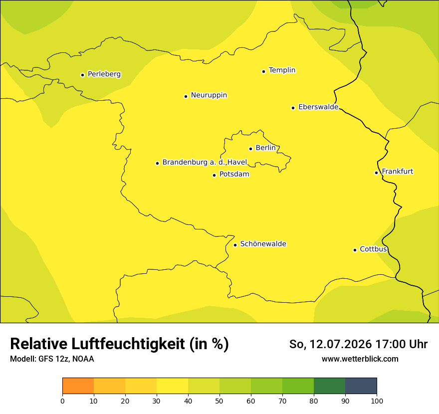Modellkarte GFS – relhum – bb