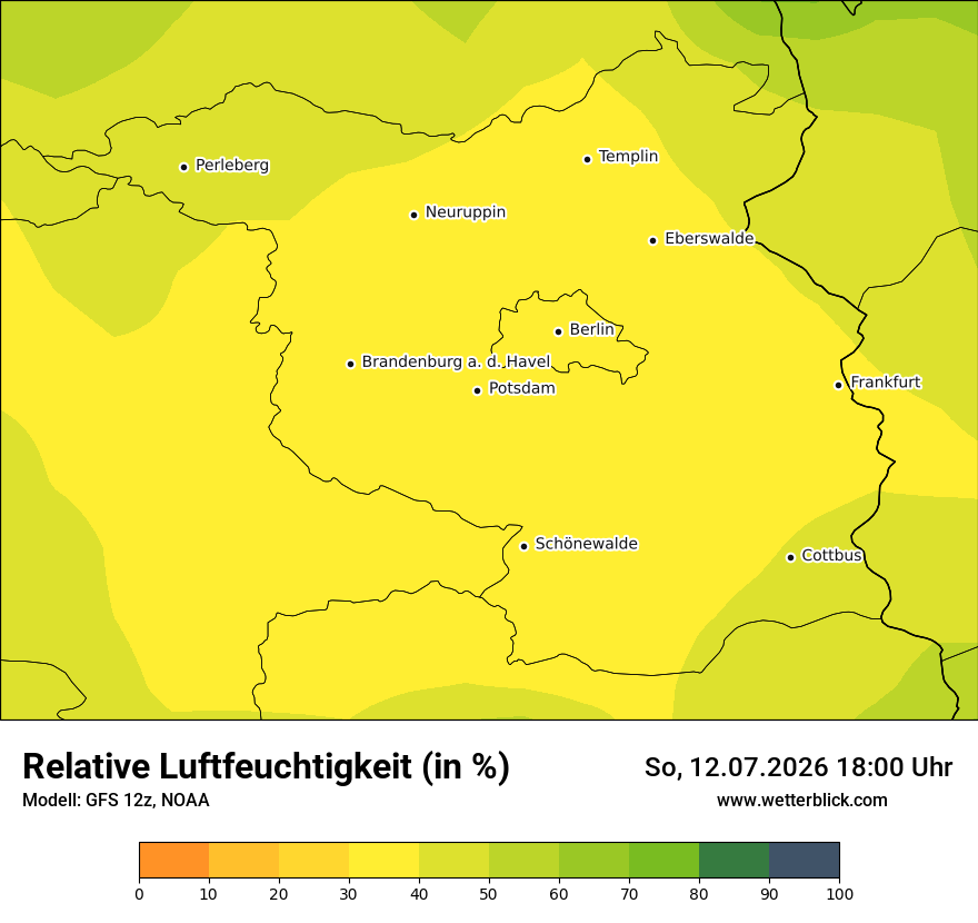 Modellkarte GFS – relhum – bb