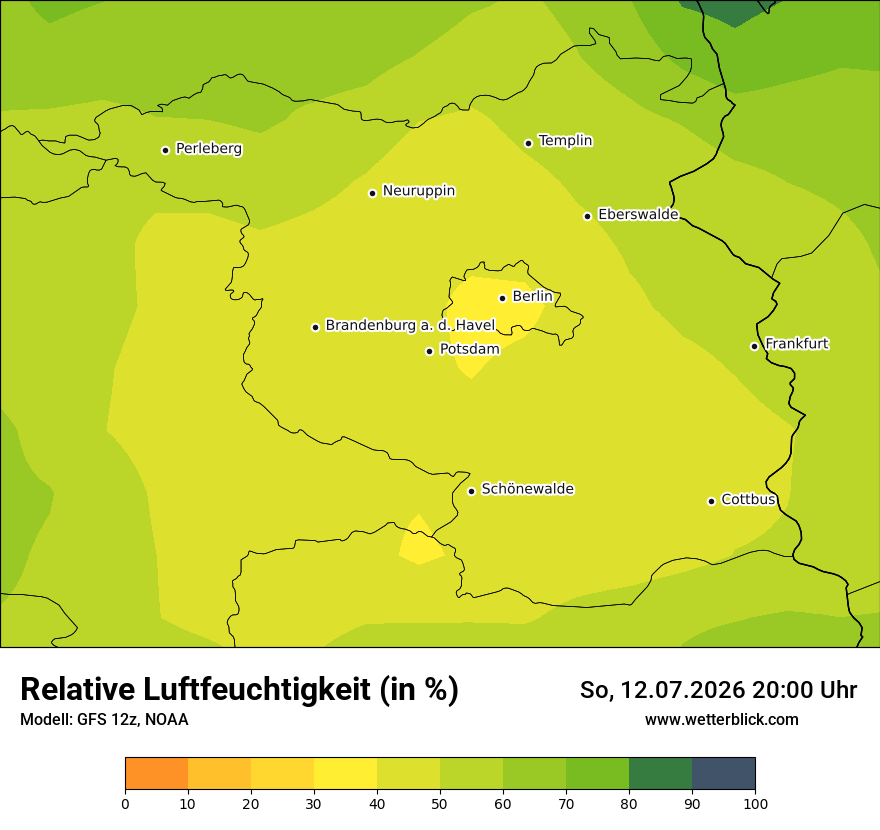 Modellkarte GFS – relhum – bb