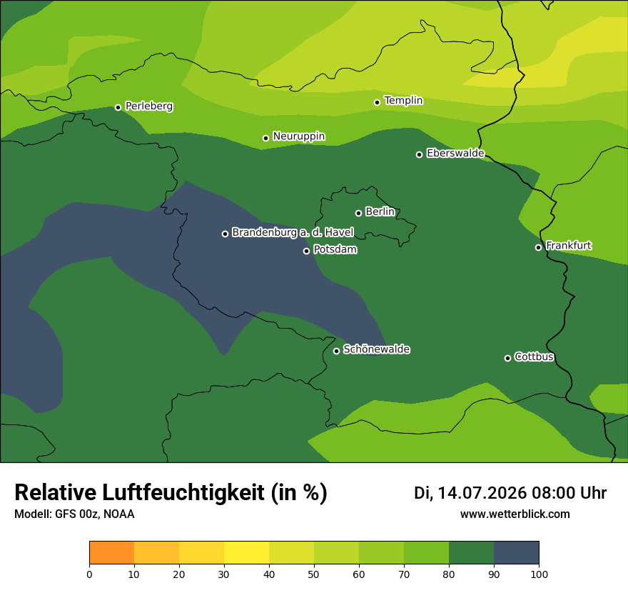 Modellkarte GFS – relhum – bb